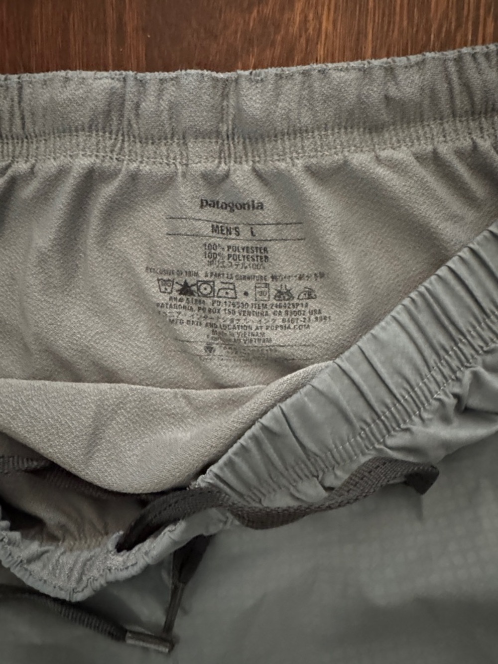 Patagonia Gray Running Shorts with Yellow Side Panels - Picture 2 of 4